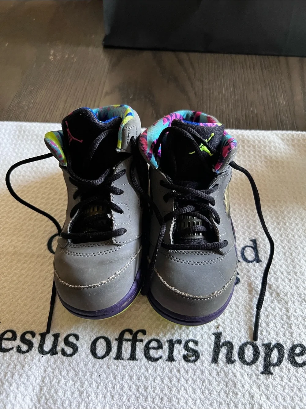 Jordan Kids Gray High-Top Sneakers with Multicolor Lining